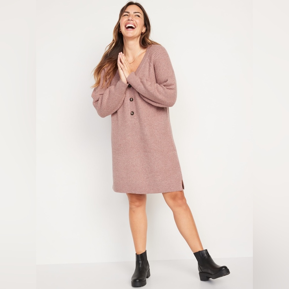 Old Navy Mauve Long Sleeve Sweater Dress